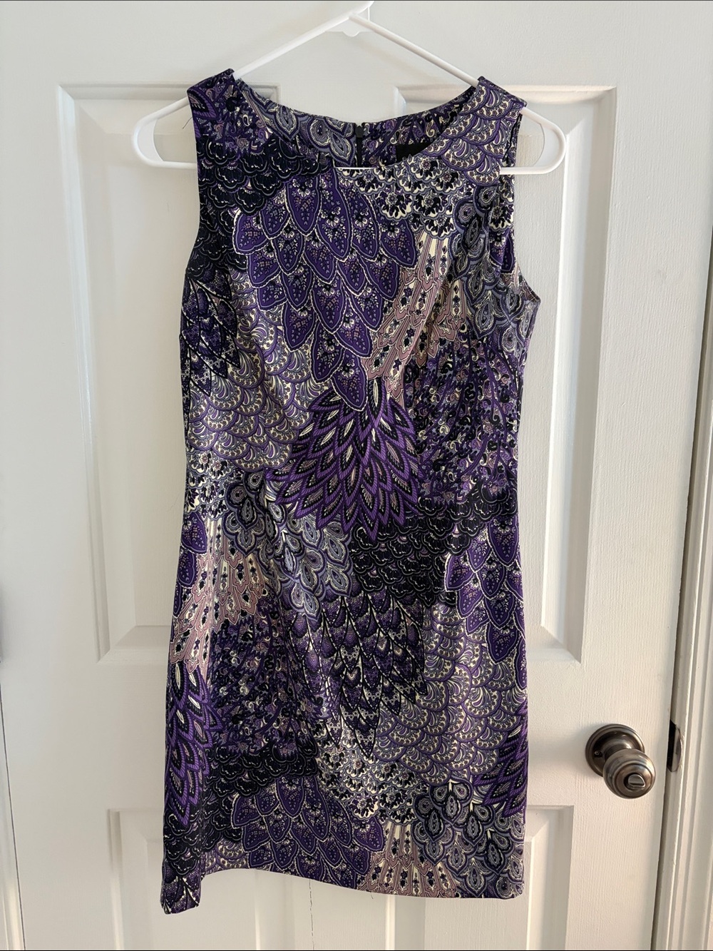 connected apparel Purple and Black Sleeveless Printed Sheath Dress